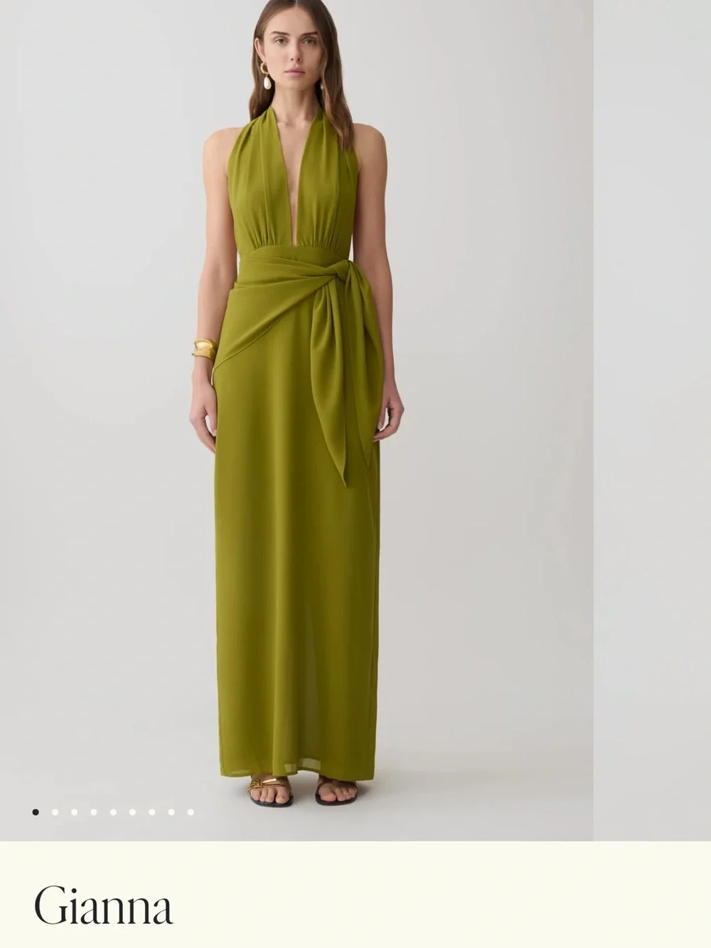 Olive Green Halter Maxi Dress - Picture 2 of 2